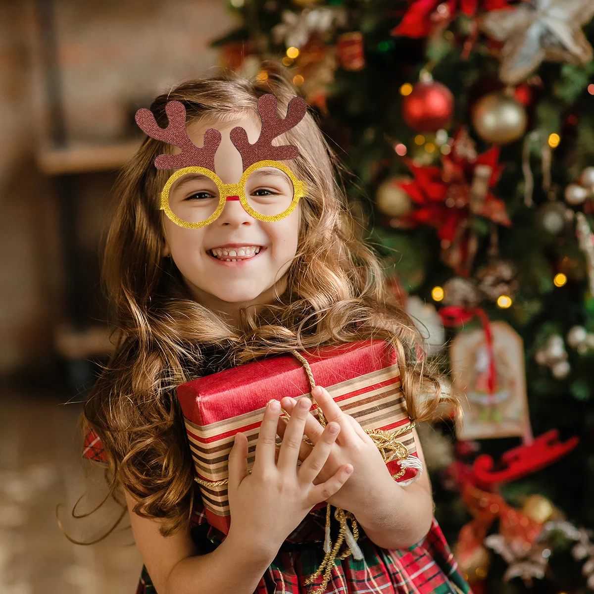 

6pcs Christmas Decoration Glasses Party Props For Masquerade Carnival Halloween Xmas Eyeglasses Decorative Funny Glasses