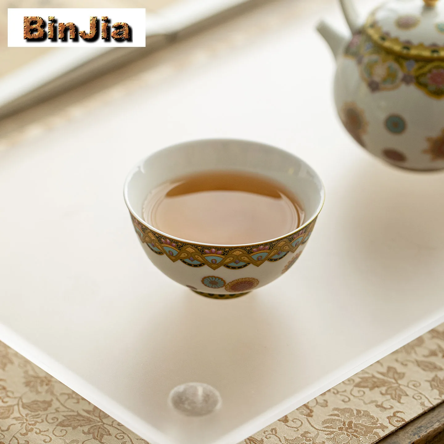 110 مللي لون المينا فنجان الشاي وعاء شاي أنيق إبريق الشاي تذوق رائحة كوب تشازان ماستر أكواب أدوات الشرب المنزلية الحلي #4