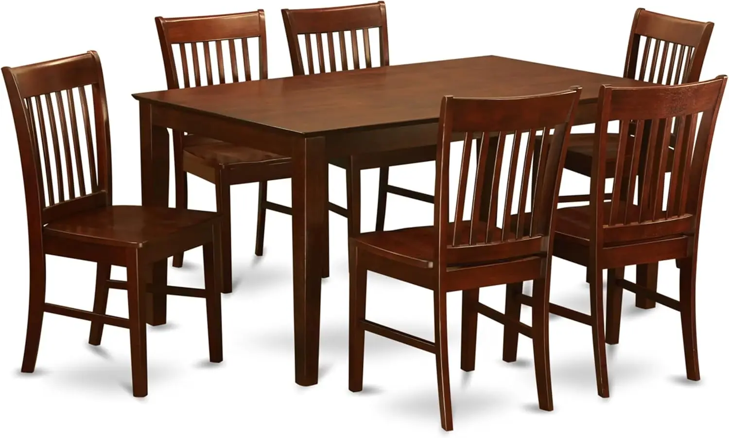 7 Piece Set Consist of a Rectangle Dinner Table and 6 Kitchen Dining Chairs 36x60 Inch Solid Wood MID CENTURY DINING SET