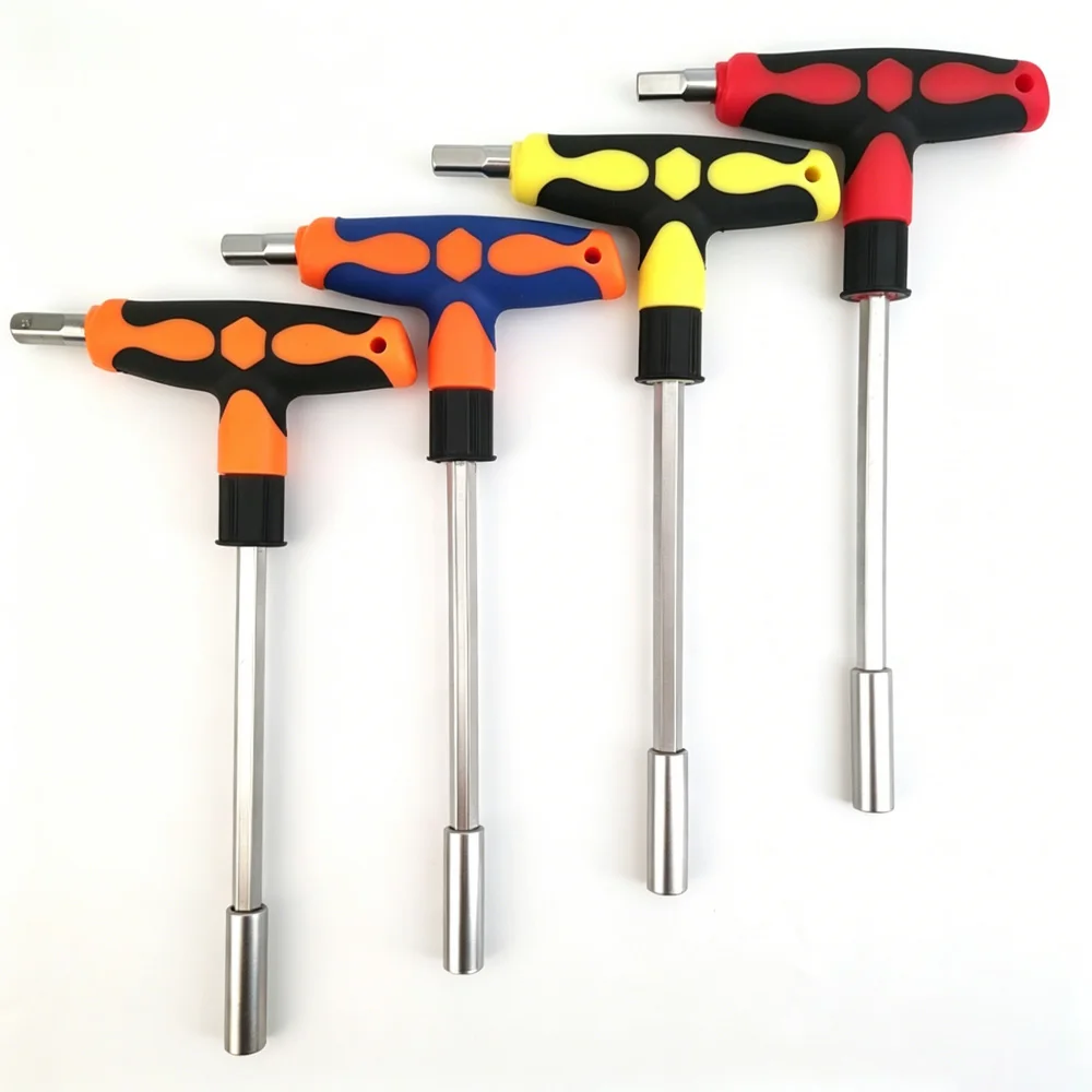 T Handle Wrench 1/4 Inch Hex Socket T-Type Screwdriver Bar Adjustable Spanner Hand Repair Tool for Car Bicycle Maintenance