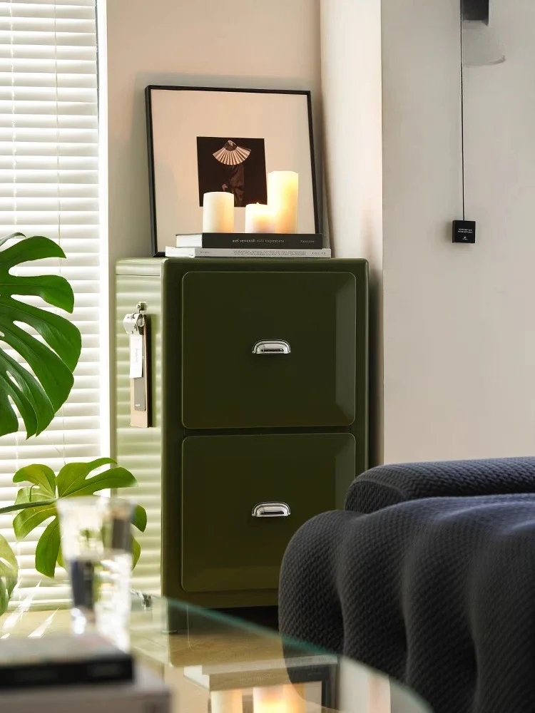 Retro metal tin cabi net household living room sofa che st ca binet si de cabinet stora ge storag e drawer cab inet