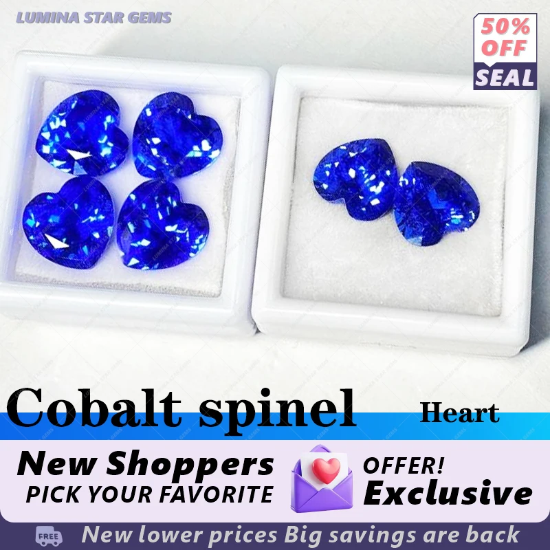 

TCobalt Spinel Synthesized Gemstones Heart Cut with Certificate Hand Cutting Multiple Shapes Selectable