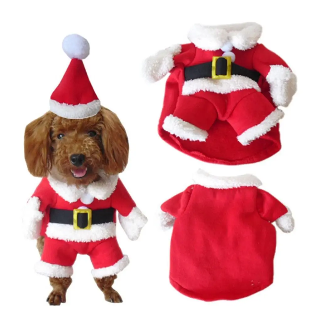 

Cute Cosplay Santa Skin-friendly with Cap Pet Costume Dog Hoodies Dog Suit