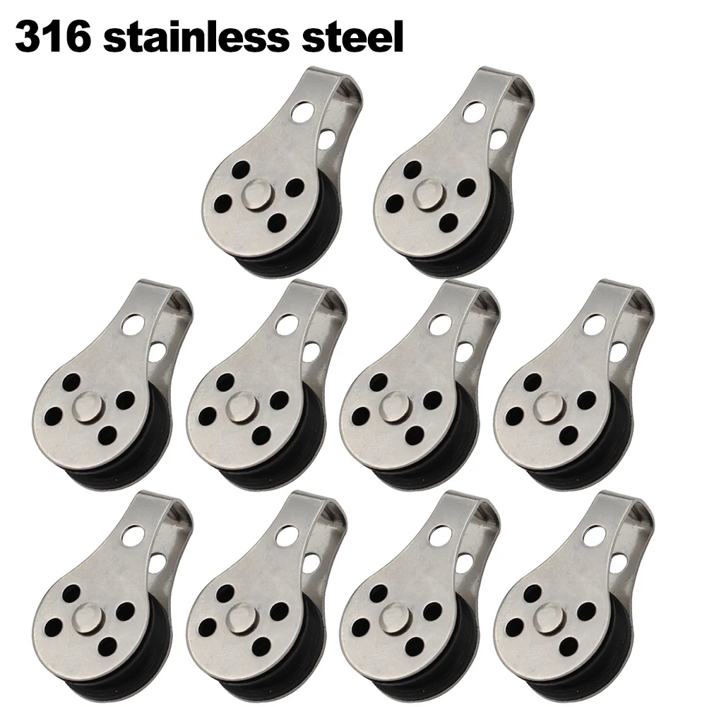 

10pcs 316/304 Stainless Steel Nylon Pulley For-Durable Single Pulleys For Heavy Loads Outdoor Use 4.5X2.6X1.3 Cm Multifunctional