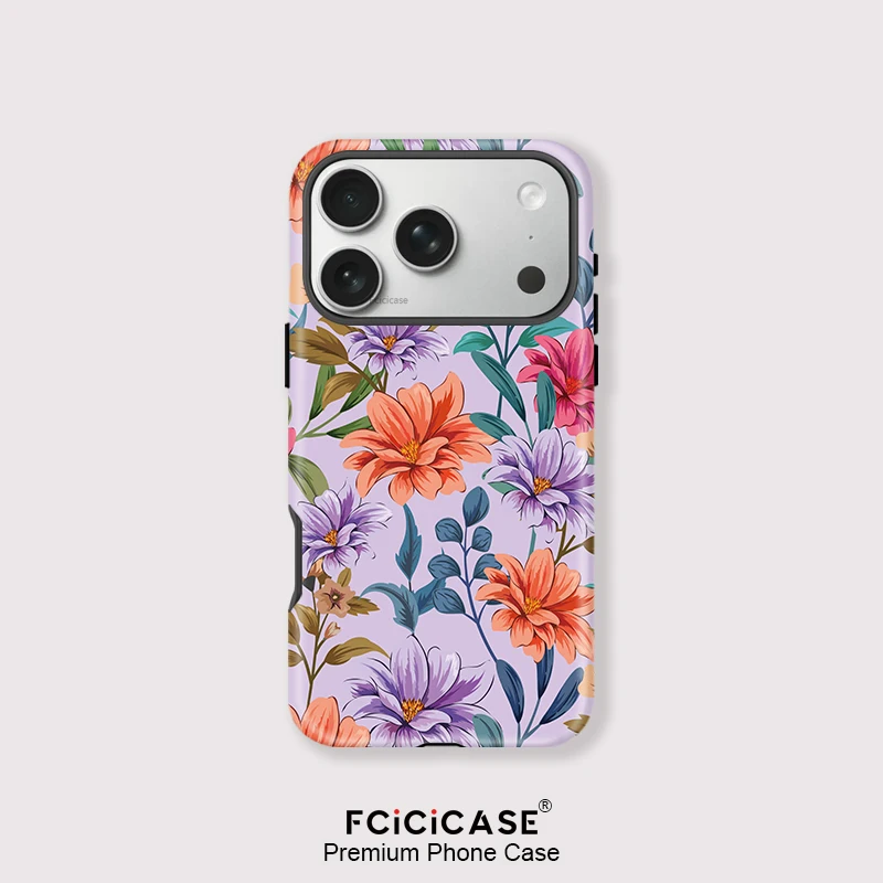 

Магнитный чехол для телефона Fcicicase Flower для iPhone 16, 15, 14 Pro, 13, 12, 11 Pro Max 16 Plus 17, противоударный чехол с беспроводной зарядкой и беспроводной зарядкой