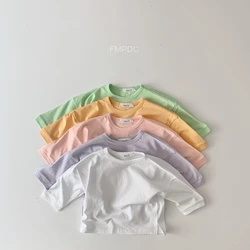 Camiseta de Corea para bebé, ropa básica informal de fondo suave, camisetas para niño niña, ropa para bebé, camisetas sin mangas, novedad de 2023