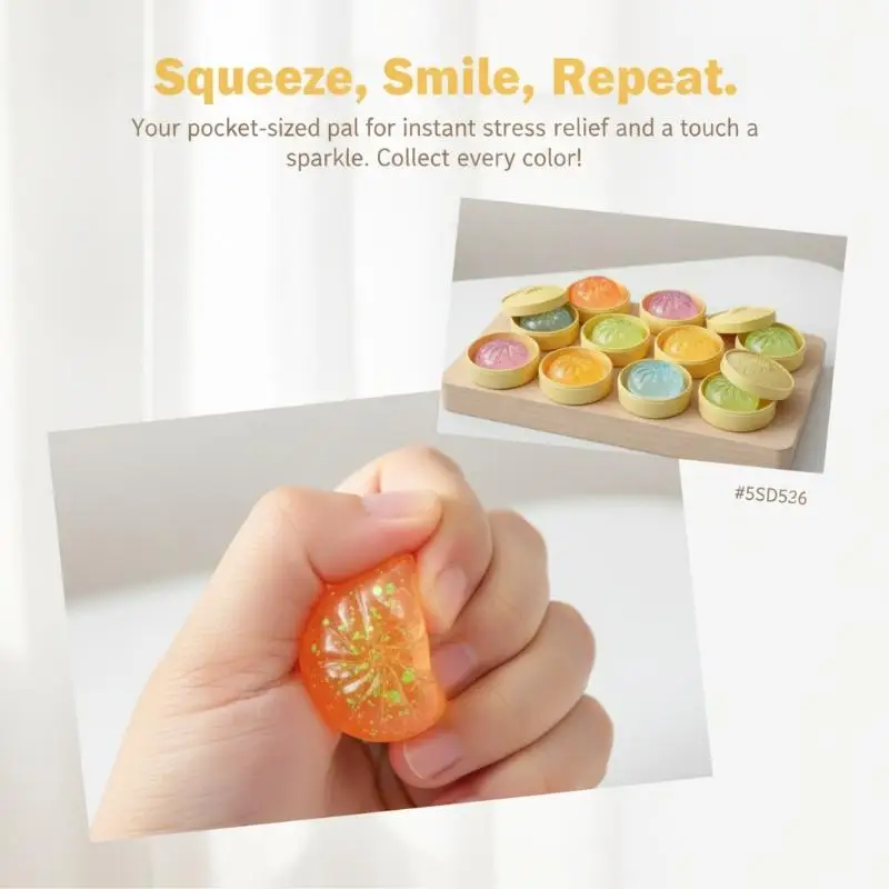 Glitter Translucent Steamed Bun Squeeze Toy Soft Slow Rising Stress Relief Toy for Kids Party Favors Home Office Anxiety Release
