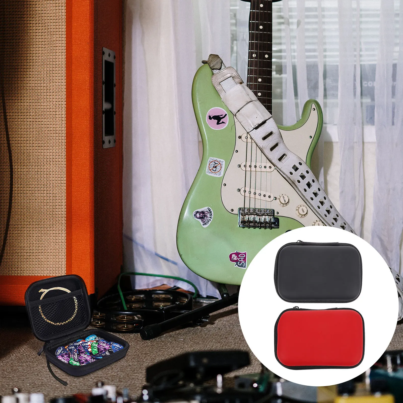 4 шт. органайзер для хранения медиаторов, прочный держатель на молнии Eva, большой вместительный дорожный чехол для аксессуаров для акустической электрогитары