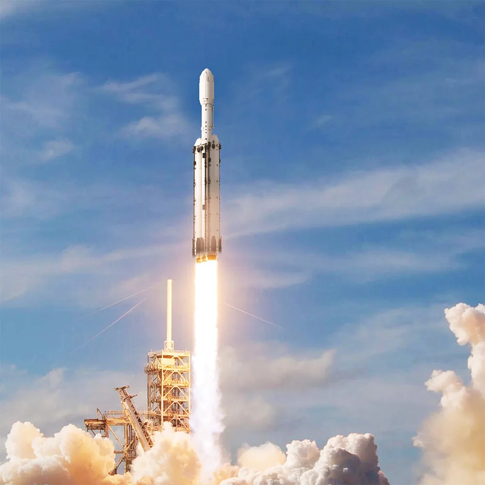 MOC-75766 SpaceXS Falcon Heavy Rocket Saturn V Scale Spaceship Building Blocks Set Idea Assemble Bricks Toys Boy Birthday Gift