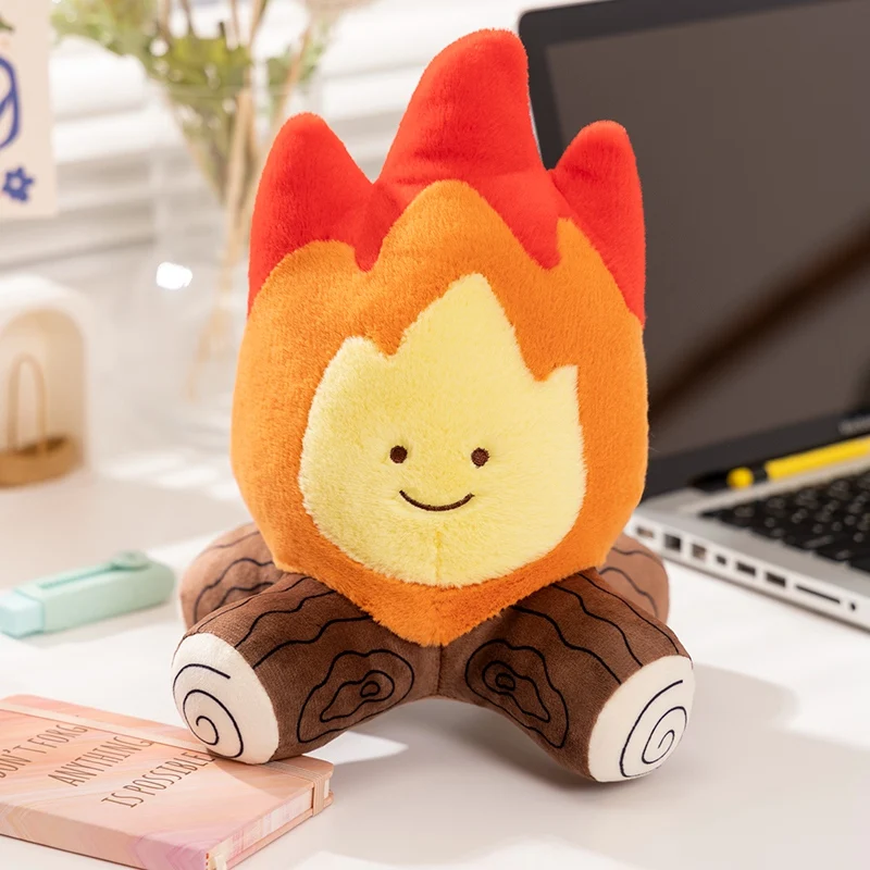 Juguete de peluche suave con efecto de fuego, regalo de cumpleaños para niñas, almohada con efecto de llama realista, muñeco con diseño de maíz y batata tostados, para fogata de invierno