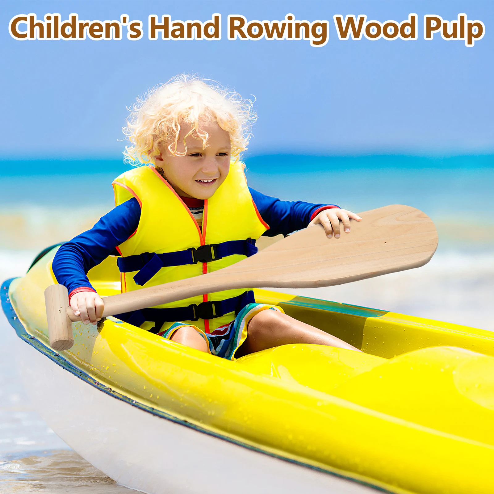 

19.5Inch Rowing Boat Hand Wood Pulp Construction for Kids Outdoor Water Play Paddled Drifting Raft Paddle Boat