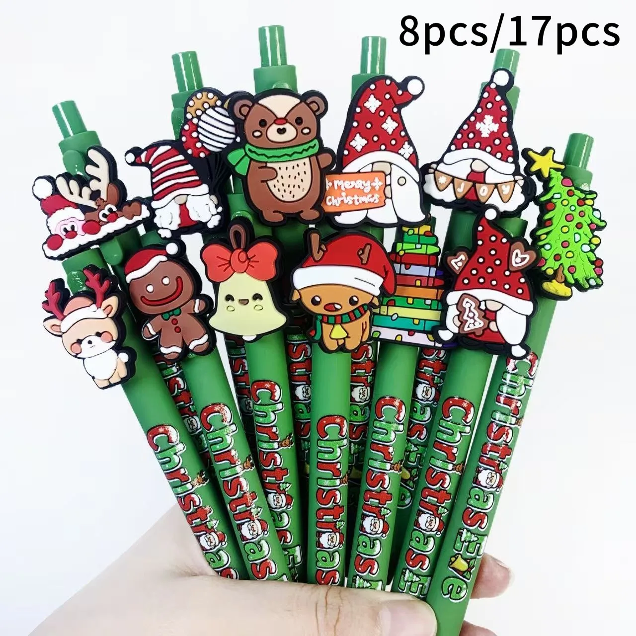 

8 шт./17 шт. шариковые ручки серии Green Christmas Eve, выдвижные ручки с принтом для праздничного подарка