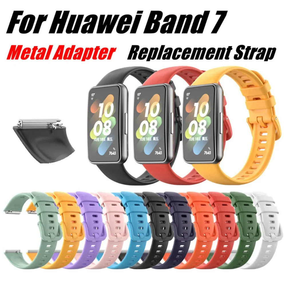 Huawei 7用シリコン時計ストラップ,金属アダプター,通気性のある交換用アクセサリー