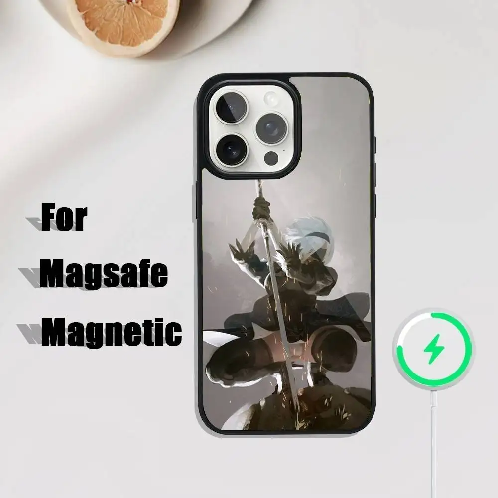 Чехол для телефона N-NieR A-Automata 2B для iPhone 17,16,15,14,13,12,11, Pro, Max, Plus, Mini, SE4, E с магнитной беспроводной зарядкой Magsafe