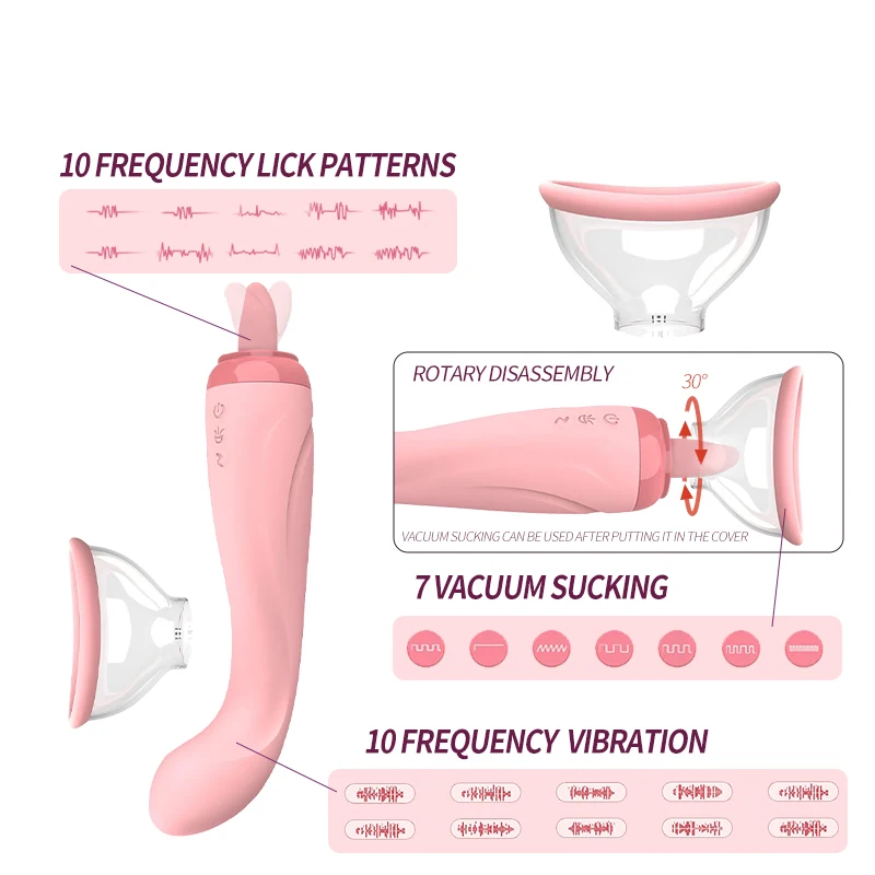 3 في 1 سيليكون فراغ مص الهزاز وعق اللسان الاهتزاز الجنس لعب 10 طرق البظر محفز G بقعة تدليك المهبل
