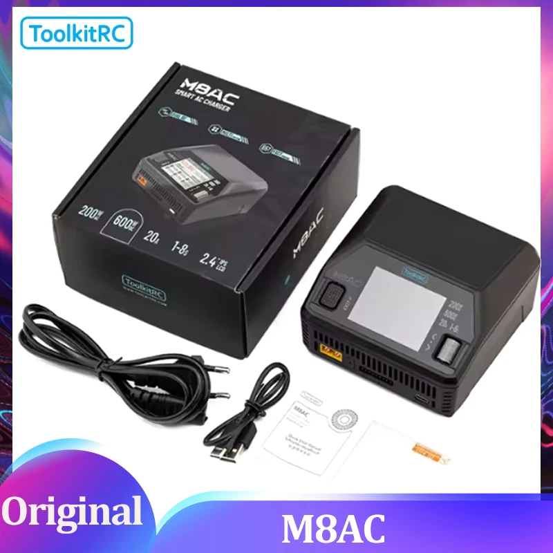 

ToolkitRC M8AC Smart Lipo Зарядное устройство Разрядник переменного тока 200 Вт постоянного тока 600 Вт 20A 1-8S LiHV Lipo Батарея PD 65 Вт Детали модели
