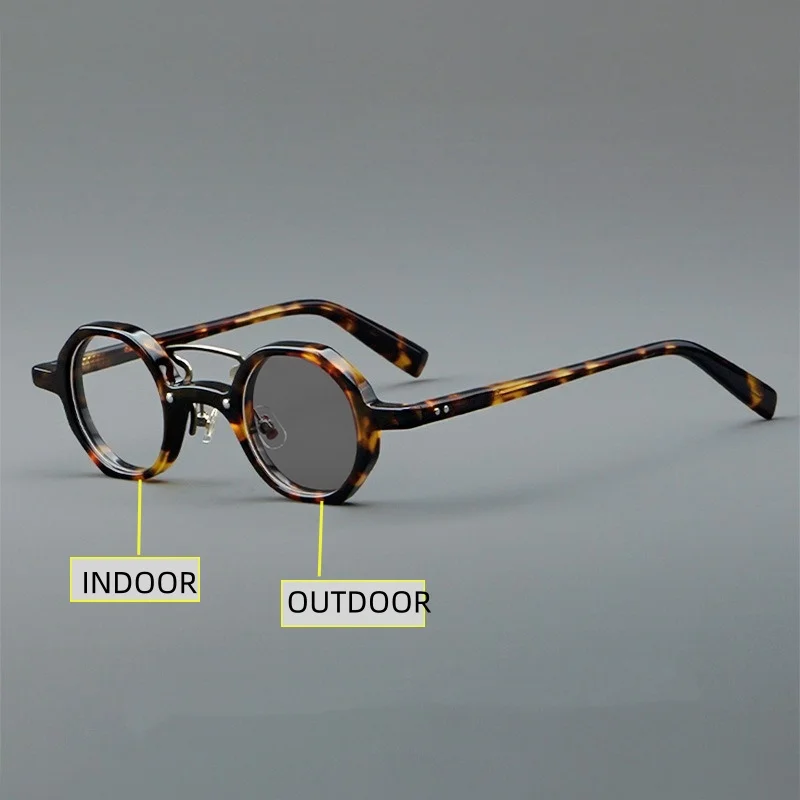 نظارات قراءة فوتوكروميك للرجال مصنوعة يدويًا من الأسيتات نظارات دائرية عدسات بصرية مضادة للضوء الأزرق أو نظارات الإشعاع