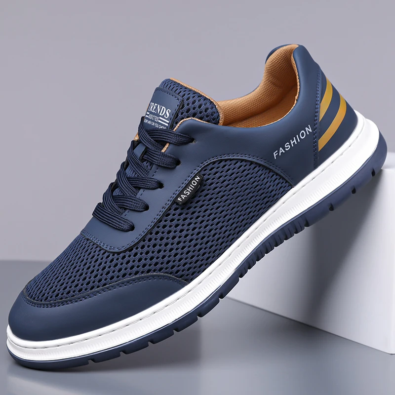 

Casual Shoes Men Summer Breathable Mesh Sneakers Business Casual Leather Shoes for Men Comfortable Walking Shoes 2025 New