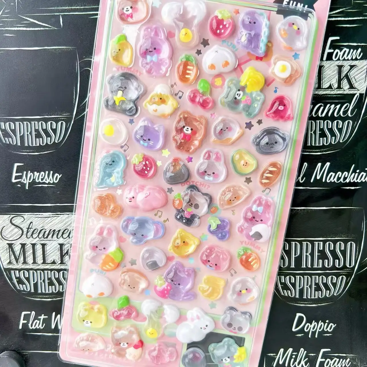 Japanische Vintage Tama Koko Aufkleber Niedliche Kristall Solide Geprägte Dreidimensionale Aufkleber Epoxy Cartoon Kawaii 3D Puffy Aufkleber