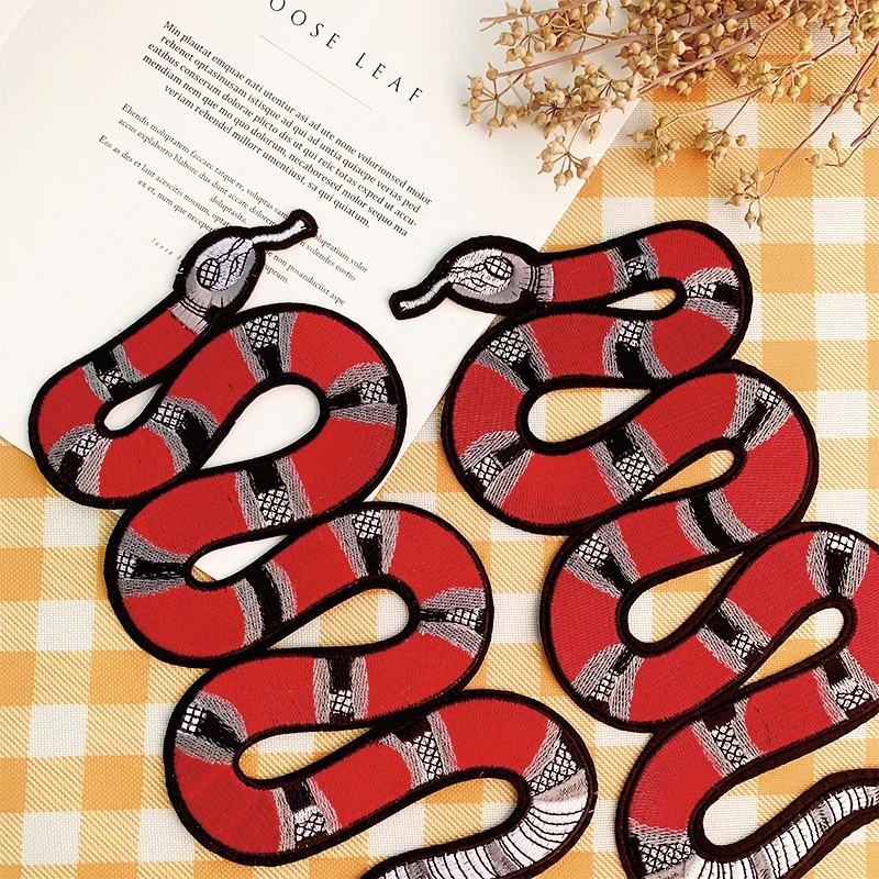 Large Snake Embroidery Patches for Clothes, Handmade DIY Iron on Clothes, Sewing Supplies, Accessories