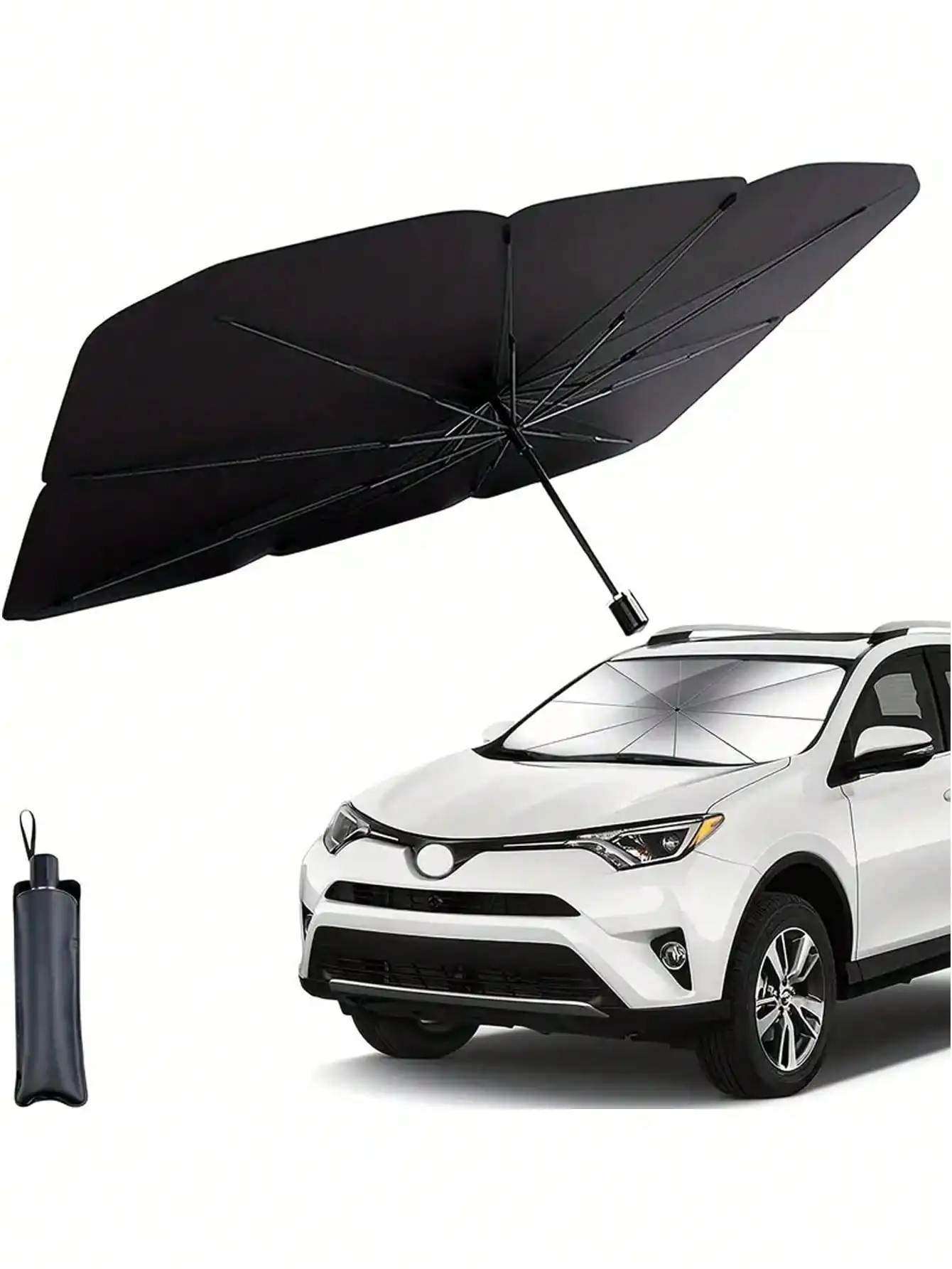 

1PC Foldable Car Sun Shade Umbrella, UV Shield Front Screen Thermal Protection, Easy Install & Storage