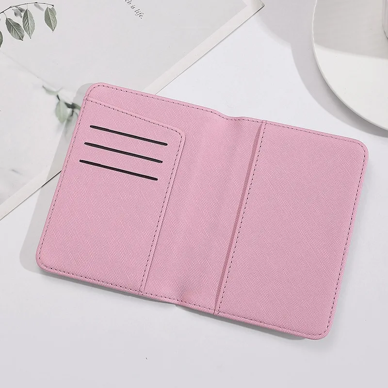Hello Kitty Women Passport Cover PU Leather Multifunction Credit Card Purse Passport Holder Plane Ticket Organizer Case Pink