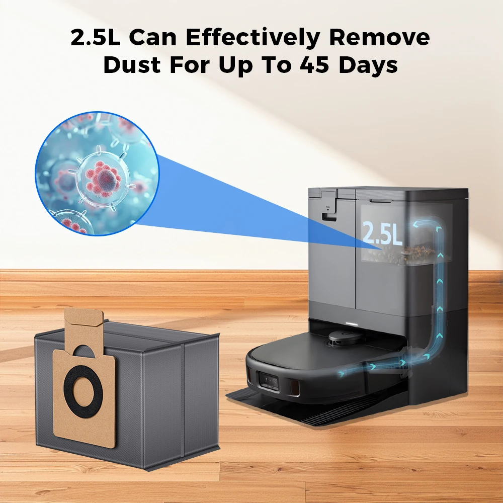 Disposable Dust Bag For Eufy X10 Pro Omni/X8 Pro Robot Vacuum Cleaner Large Capacity Leakproof Dust Bags Replacement Accessories