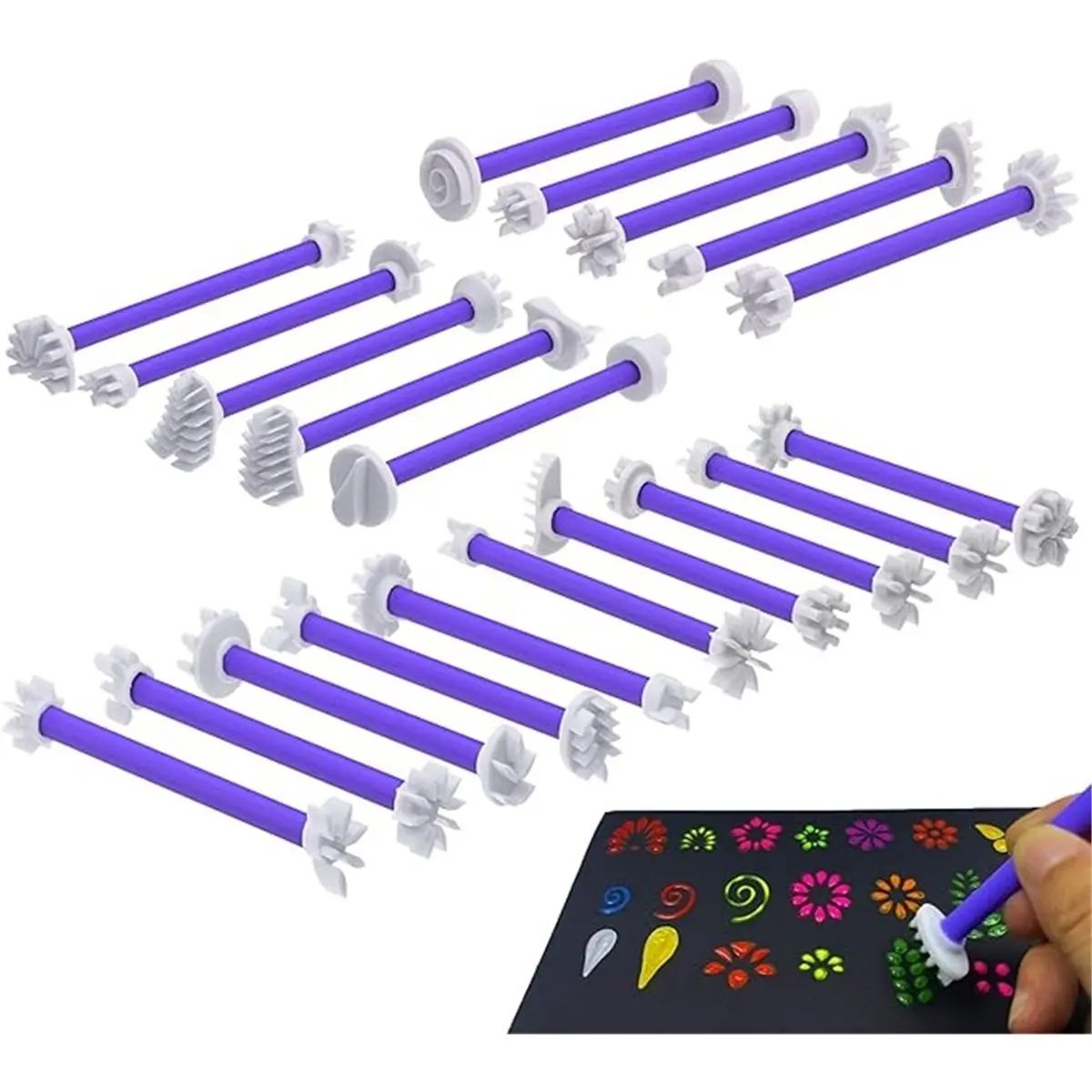 SSR 40PCS Flower Petal Tools for Dot Painting, Petal Dotting Tool, Double Sided Flower Tools, Floral Stamps for Card Making