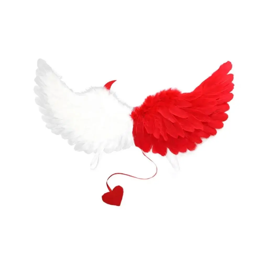 Accesorios elegantes para Cosplay, ala de plumas de Ángel, cola de amor, cuerno malvado, ala de plumas de diablo, accesorios para fotos de Halloween para hombres