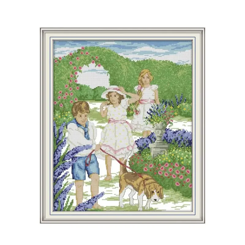 Outing cross stitch kit aida 14ct 11ct count print canvas cross stitches   needlework embroidery DIY handmade