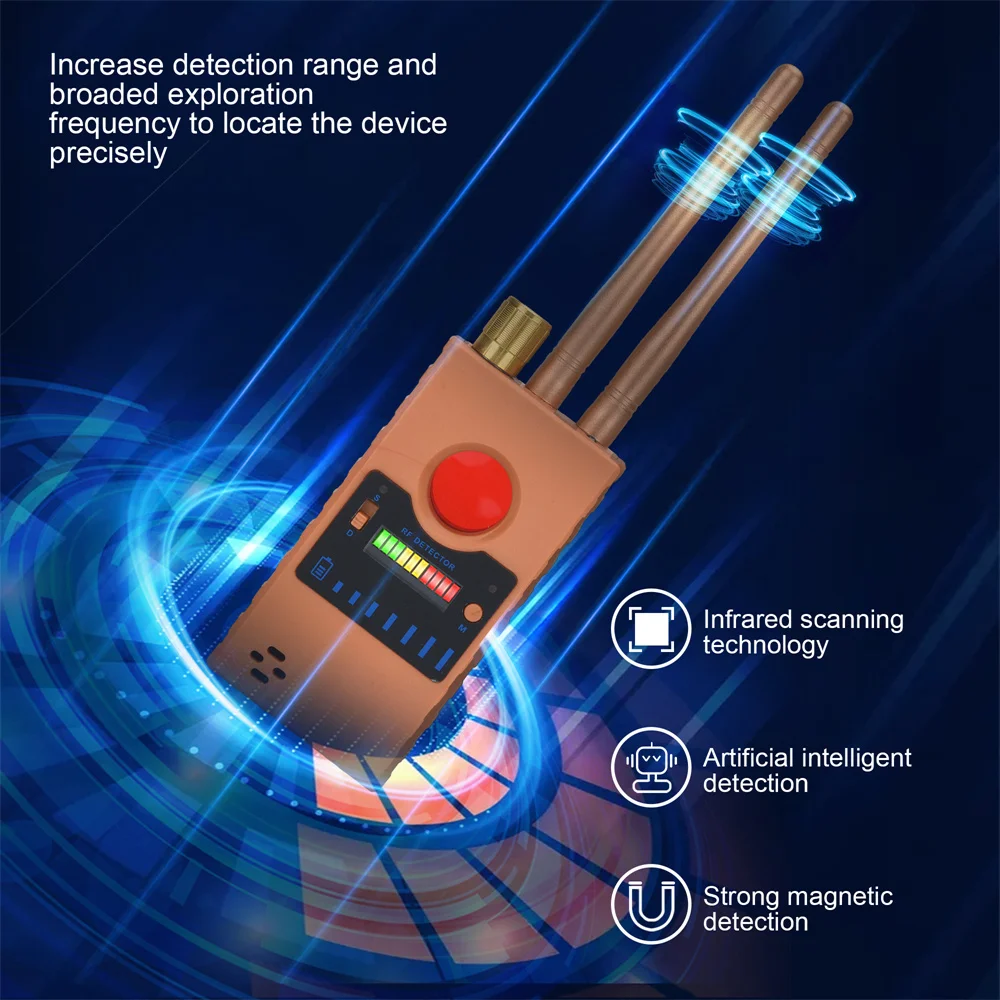 Anti espião detector de câmera escondida wifi gsm áudio bug finder gps rastreador sem fio rf sinal detectar bug bluetooth fone de ouvido scanner