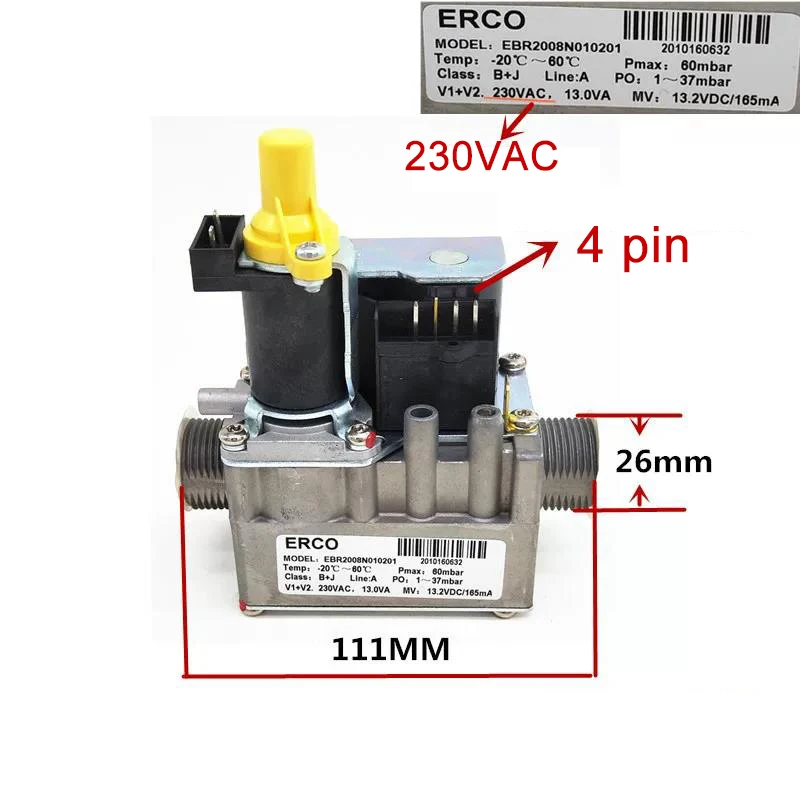 Wall Mounted Boiler Gas Proportional Valve 230VAC EBR2008N Gas Boiler Parts Gas Valve