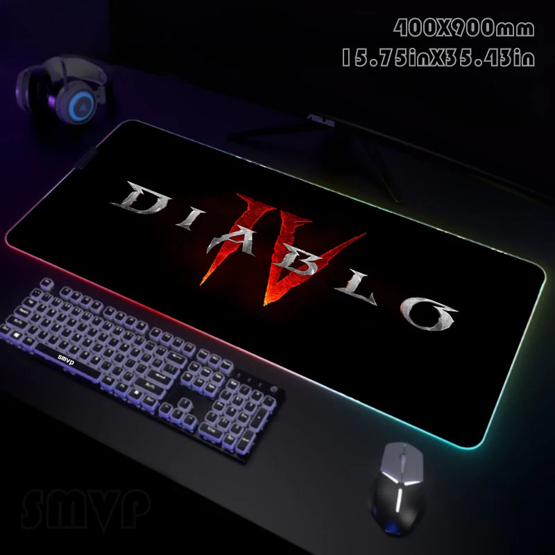 

RGB Gaming Mousepad Diablo IV Mouse Mats LED Large Gamer Mousepads XXL Keyboard Pads Luminous Desk Mat Mouse Pad Backlit