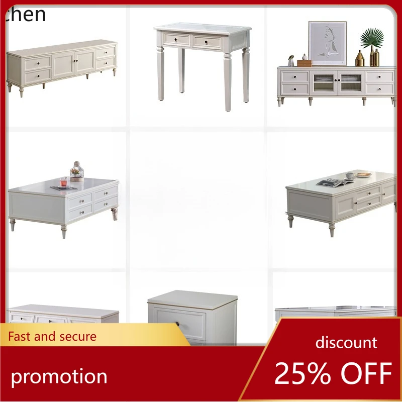 CZ Solid Wood Dining Table White Home Restaurant Long Table Single Layer Coffee Table