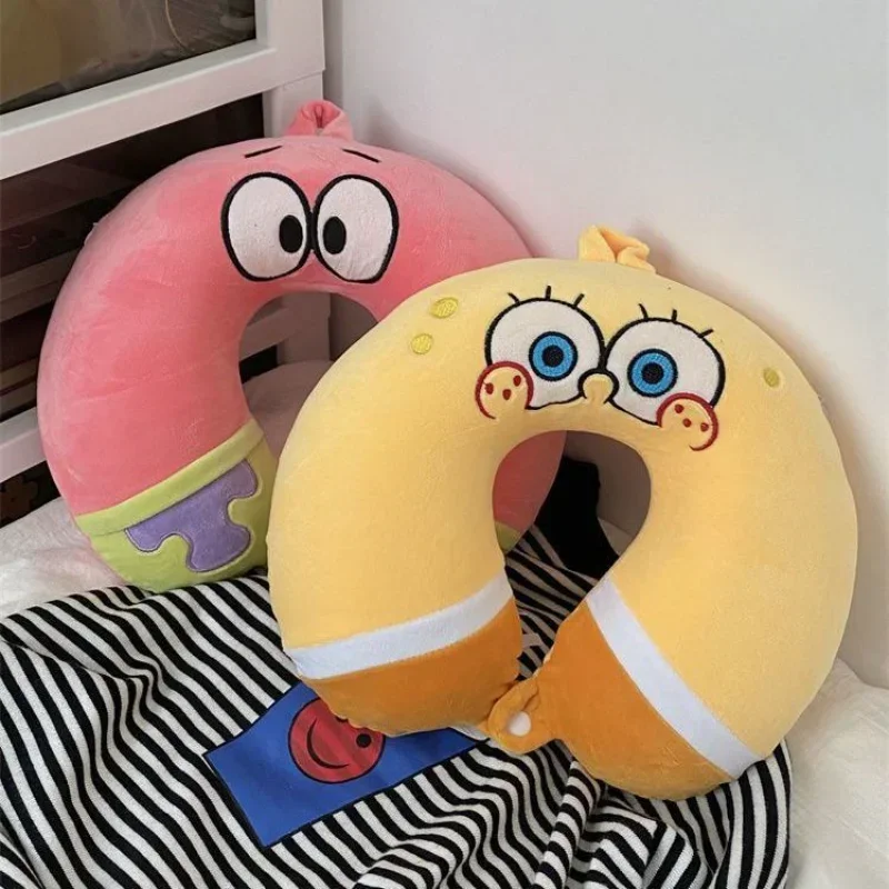 Oreiller cervical en mousse à mémoire de forme Bob l'éponge et Patrick, jouets en peluche de dessin animé Squidward Mr. Krabs Gary Kawaii, poupées en peluche