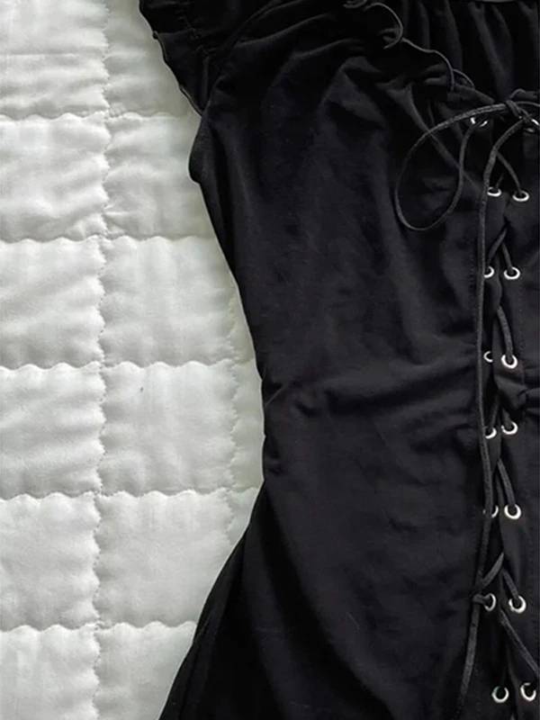 

Черный деревянный жилет с ушками, универсальный американский жилет в стиле ретро, винтажный жилет из смеси хлопка для девочек, повседневный летний модный женский жилет