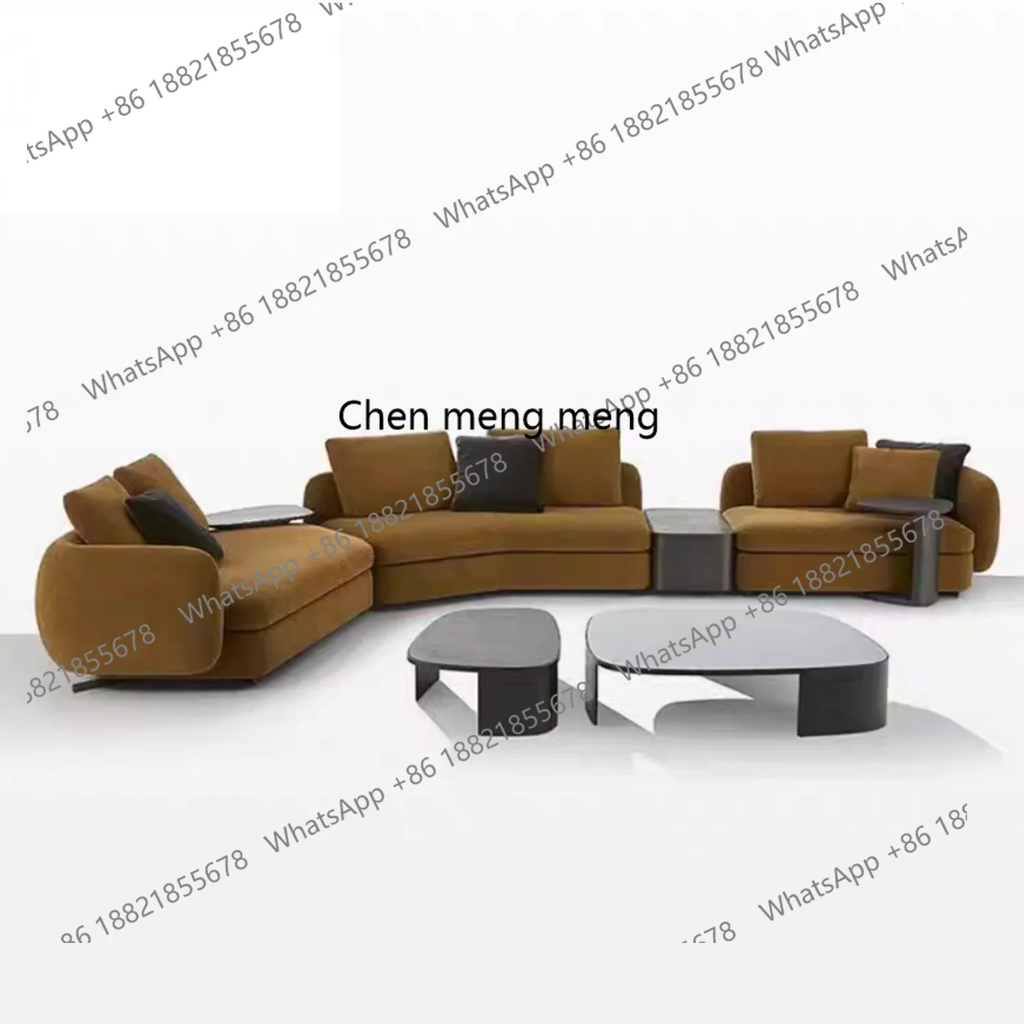 

Italian minimalist corner sofa living room size apartment modern simple light luxury villa straight row sofa