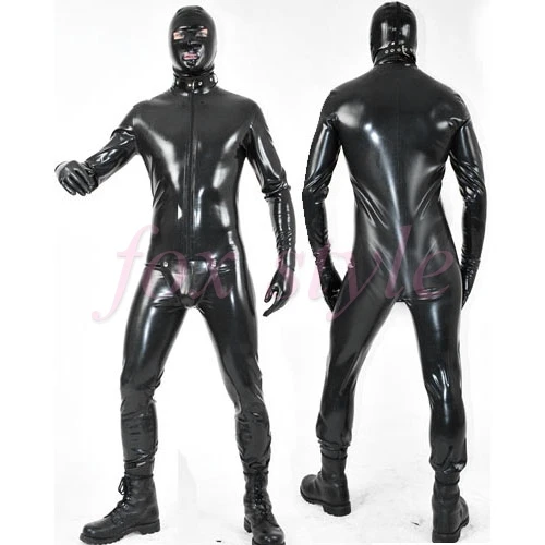 

PLUS size 0.6mm thickness latex heavy catsuit black color clothes for man