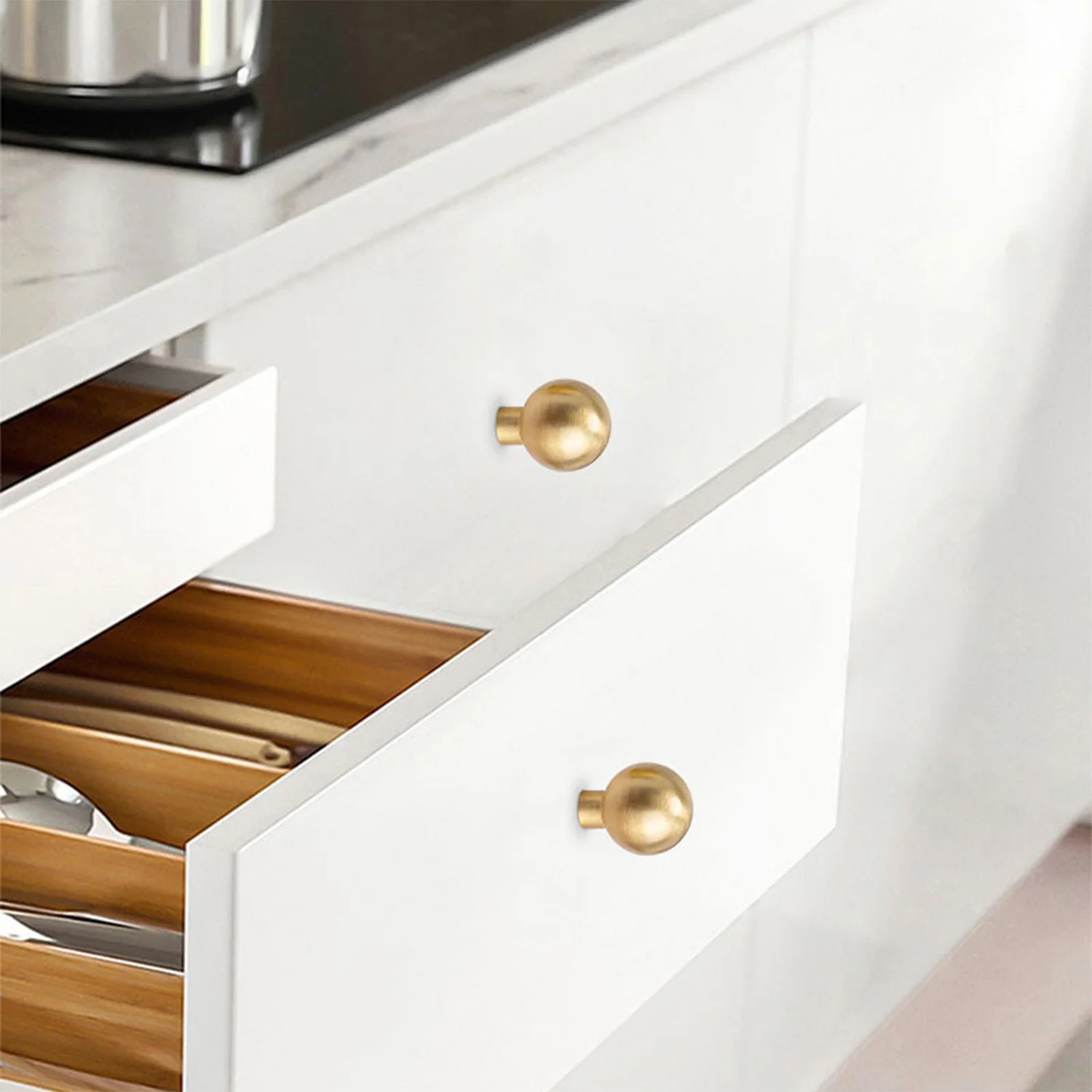 High grade and minimalist cabinet door handles, drawers, gold solid pure brass single hole small handle hardware