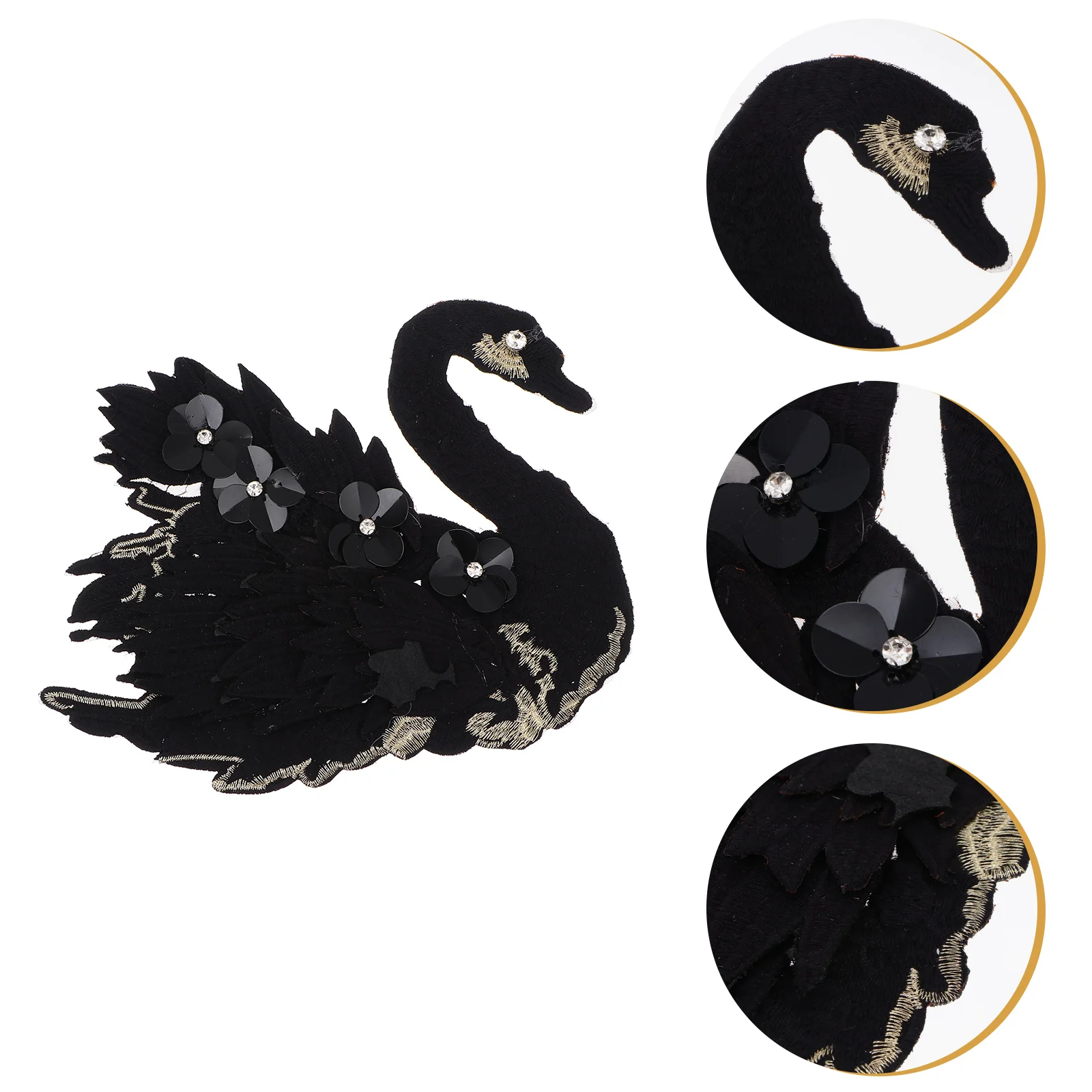 

Flower Swan Embroidery Cloth Patch Clothing Patches Embroidered Applique Sewing with Beads on Food Containers Lids
