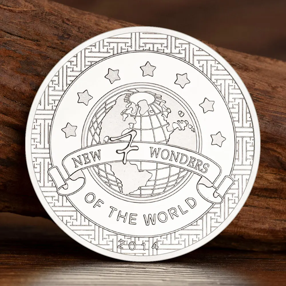New Seven Wonders of The World Collectible Coin Silver Plated Cultural Heritage Souvenir Coins Art Creative Gift