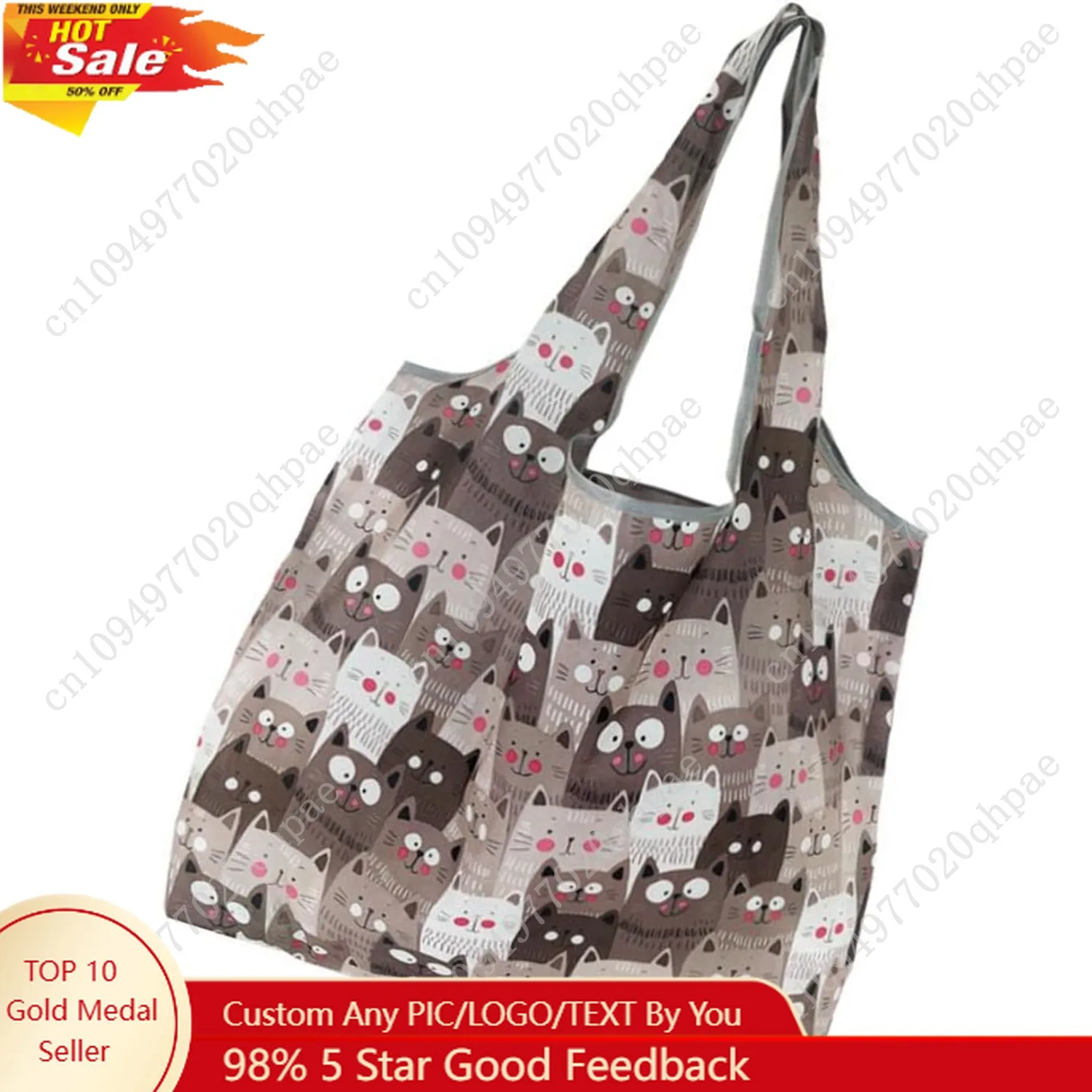 

Large Capacity Foldable Shopping Bag Water Resistant Reusable Washable Grocery Bag for Outdoor Camping Travel Handbag