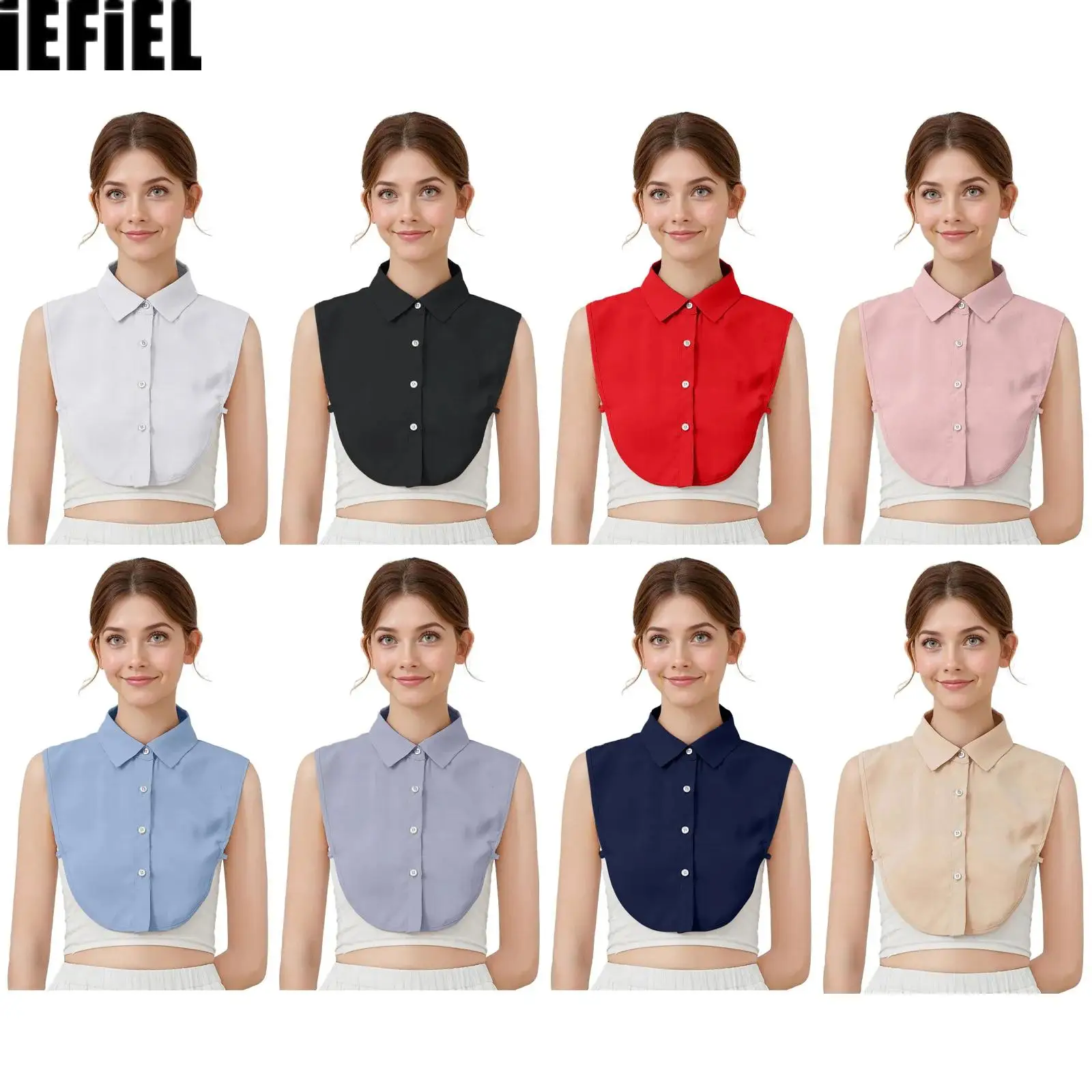 

Women Men Detachable Collar Blouse Turn Down Collar Buttons Closure Faux False Collar Fake Half Shirts