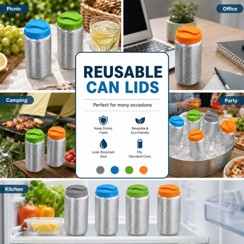 Sealing Cover Silicone Lids for Cans, Soda Cans, Cups, Cola Seals and Beer Bottles, Reusable and Easy To Use