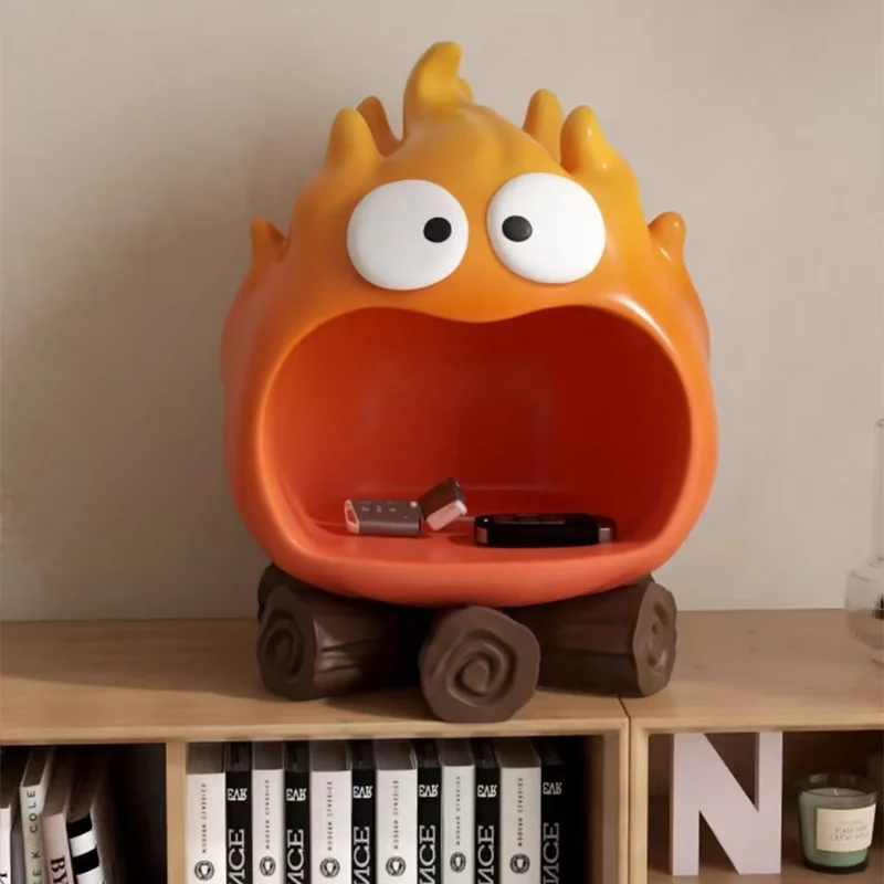 New Calcifer Fire Desktop Decoration Creative Home Living Room Porch Key Storage Tray Cartoon Snack Organizer Table Ornaments