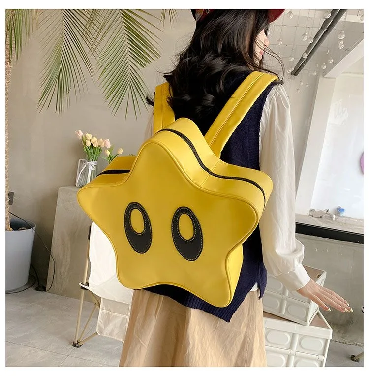 Big Eyes Star Backpack Korean Spicy Girl Y2K Cute Fashion Student Bag Women Kawaii Waterproof Street Style Leather School  Bags