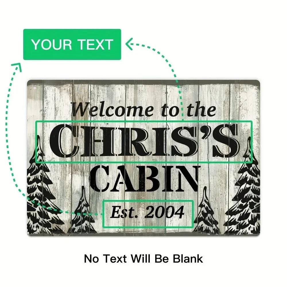 CIFbuy Customizable Rustic Cabin Wall Plaque, 2D Flat Personalized Metal Ornament For Farm Lake‑House Campsite Friend Home Prese