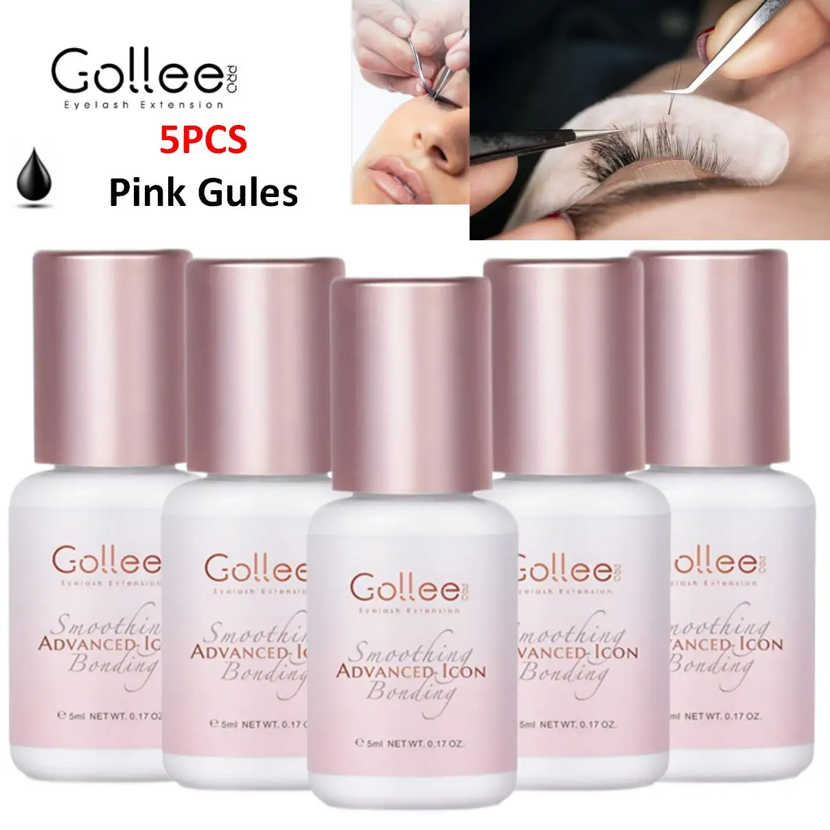 

Gollee 5PCS Lash Glue Jelly Powder Glue 5ml Eyelash Extension Supplies Makeup Tools Bonder accelerator Lash Super Bonder Lash