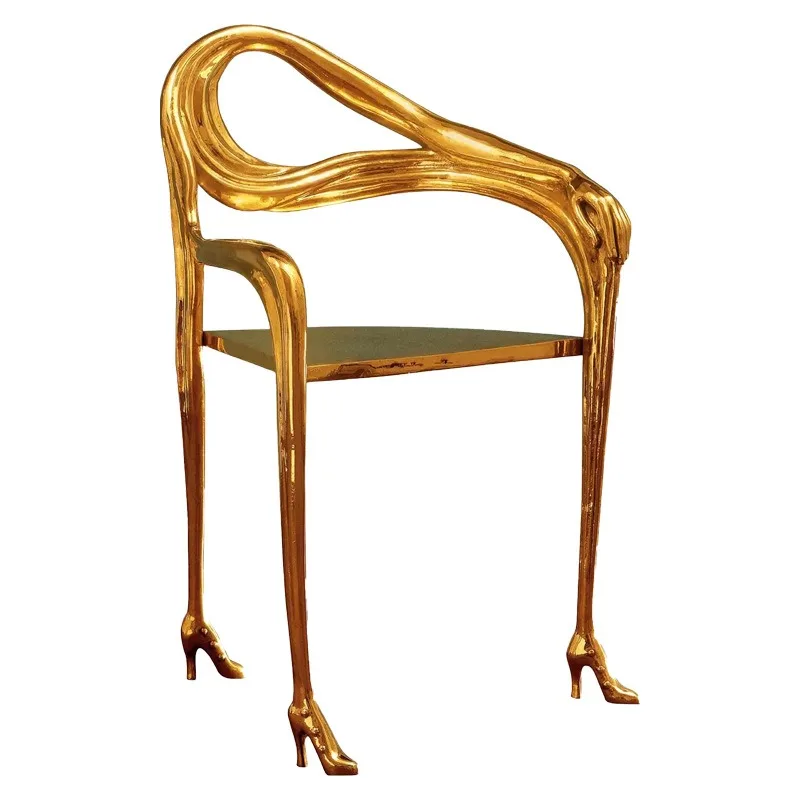 Sculpture seat pure copper  designer light luxury armrest high-end chair leisure high-end dining chair