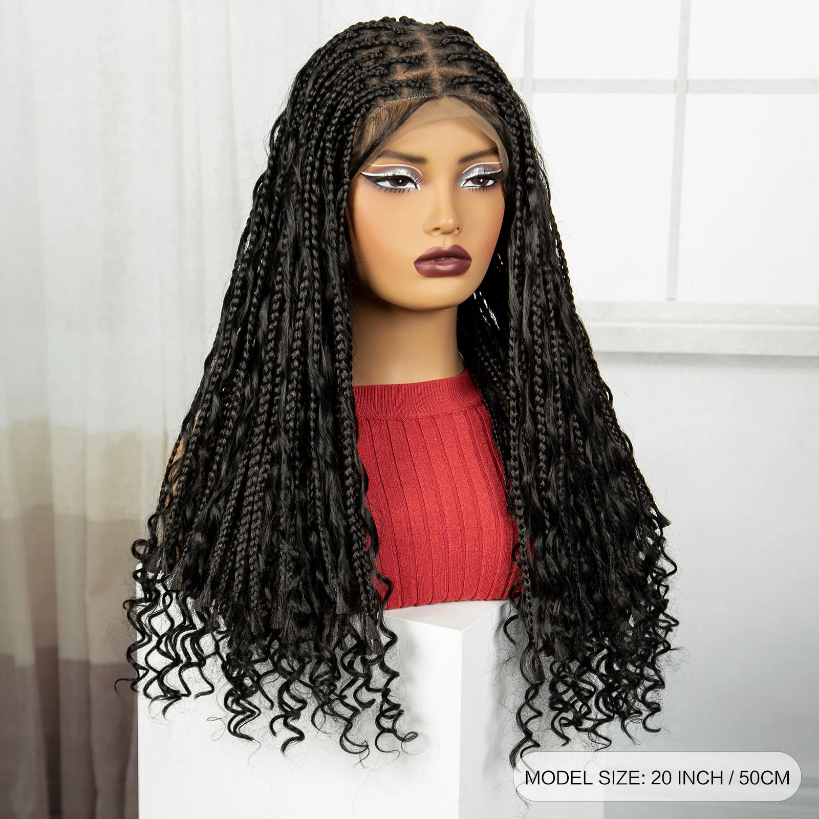 20Inch Syntheti Full Lace Braids Wigs for Black Women Knotless Box Braiding Lace Wigs with Baby Hair HD Lace Front Braided Wigs